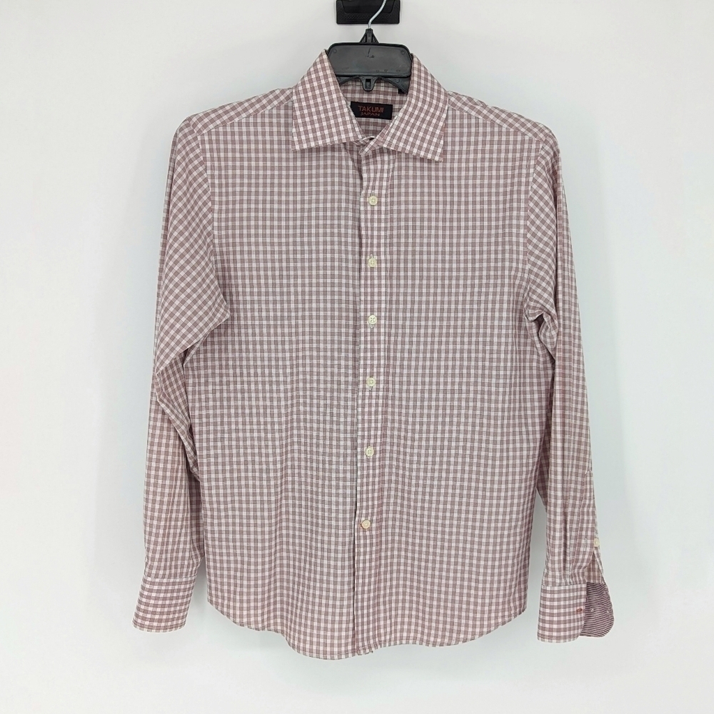 Takumi Plaid Button Down Shirt Red S preppy classic Business casual hipster